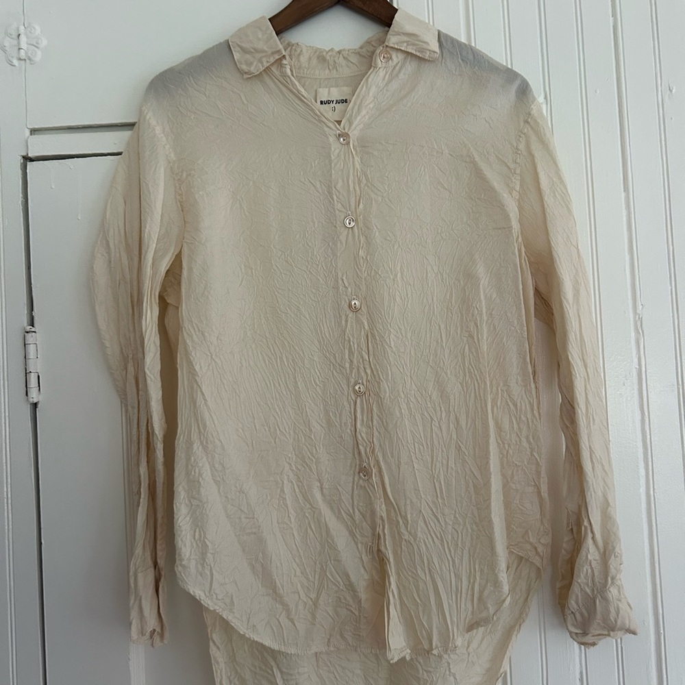 Rudy Jude Beige/Cream Lightweight Button-Down Shirt